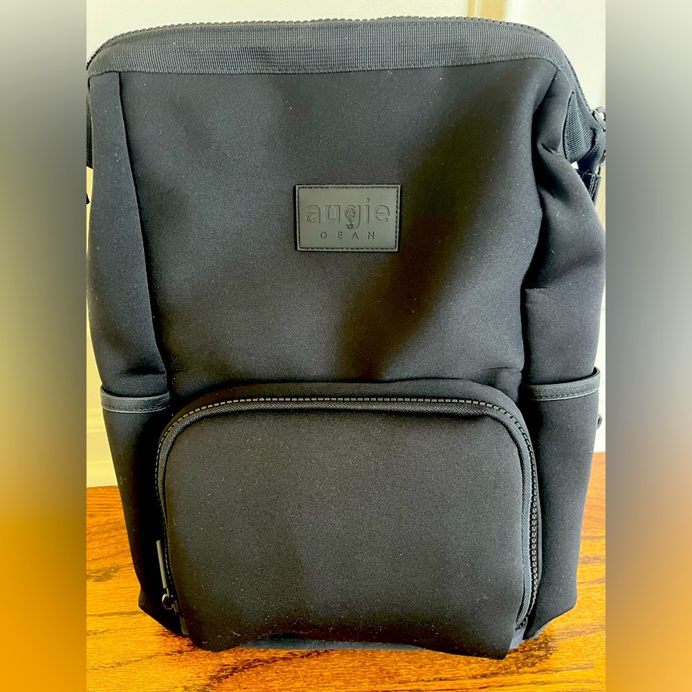 Augie Dean black unisex neoprene backpack diaper bag with stroller strap NWOT